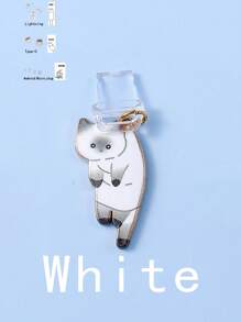 1pc Cute Cat Resin Anti-Dust Plug Decoration For IPhone, Android, USB-C Ports