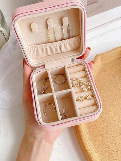 1pc Portable Jewelry Organizer Box For Rings, Earrings And Necklaces