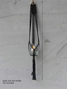 1pc Woven Plant Hanger - Black - View 5