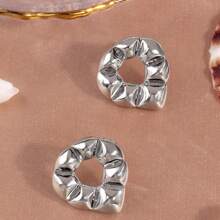 DETAILED 18K GOLD PLATED EARRING - 銀色 - 查看 4