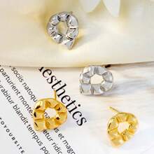 DETAILED 18K GOLD PLATED EARRING - 銀色 - 查看 3
