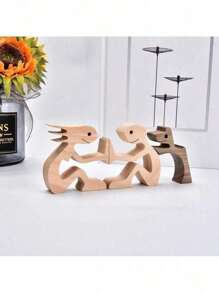 Couple's Wooden Statue With Love Hearth Small Decor Great Sculpture With Message Of Love Handicraft Decoration Dropsh - GPL00121 - 查看 5