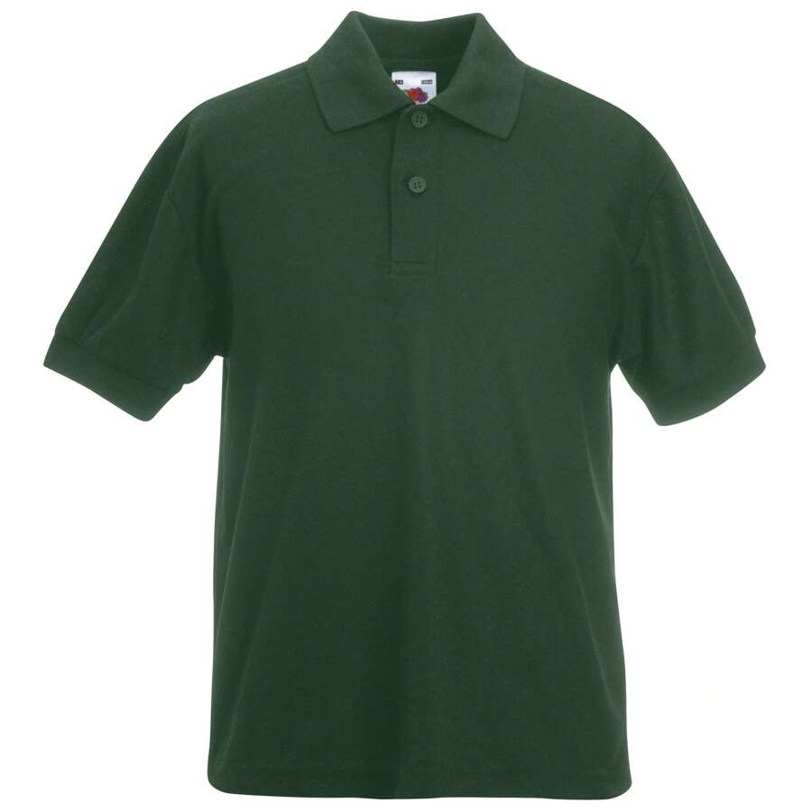Fruit of the Loom Childrens/Kids Unisex 65/35 Pique Polo Shirt (Pack Of 2) (Bottle Green)