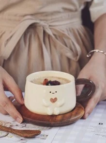 1pc Cute Hugging Heart Smiling Face Ceramic Mug, Creative Afternoon Tea Cup, Coffee Cup, Latte Cup, Suitable For Birthday, Holiday, Party, Microwave, Dishwasher, Sterilizer Back To School - Multicolor - View 7