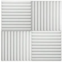 Pannelli 3D, Pannelli in plastica di cloruro di polivinile (PVC), Pannelli a parete, Parete/soffitto per sala giochi, Aspetto a doghe 3D, Pannelli a parete 3D rigidi di alta qualità, 30x30 cm, Spessore 3 mm - Bianco - Visualizzare 8