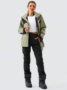 ZUTY Damen Thermisch gefütterte Wanderhosen, warm, winddicht, Softshell Outdoor Winter Schnee Skihosen mit Reißverschlusstaschen, Skioutfit