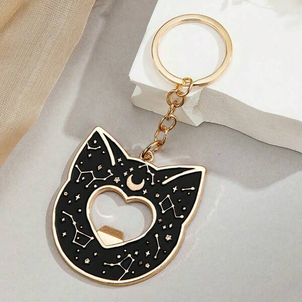 1pc Creative Fashion Realistic Black Cat Bottle Opener Keychain, Black Cat Shaped Bottle Opener Keyring Accessory, Small Gift For Family And Friends, Suitable For Daily Decor Car Accessories Bag Charm School Cute Goth Y2k