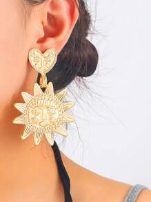 1 对金色向日葵耳环，个性化脸部向日葵爱心耳环，小众优雅时尚新娘耳环，适合所有婚纱，适合婚礼场景、约会、派对、生日派对、女性珠宝礼物 - 彩色 - 查看 5