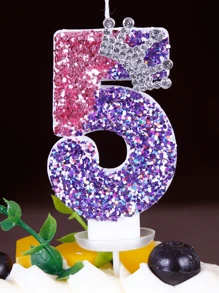 1支新款渐变数字蜡烛，适用于生日蛋糕、万圣节和圣诞派对、圣诞装饰、圣诞礼物 - 多色 - 查看 17