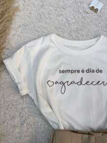 Women's Printed T-Shirt It's Always A Day To Give Thanks - 白色 - 查看 4