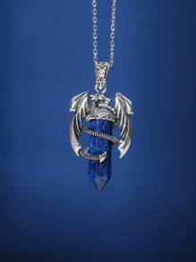 1 Pc Punk Teen Pterosaur Bullet Pendant Necklace Colorful Crystal Bullet Pterosaur Necklace Holiday Jewelry