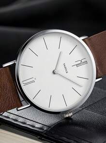 1 pieza Reloj exterior para hombres con correa, Analógico de cuarzo, reloj deportivo, reloj de pulsera para hombres de negocios con decoración