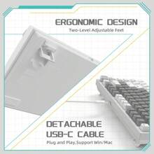 HOOPOND X Ajazz AK820 Mechanical Keyboard With CNC Knob Control,75% ANSI Layout,81Keys Gasket Mount Wired Gaming Keyboard,5 Sound Absorbing Foam,Hot-Swap Switches,White Backlit,For PC - 白/灰/黃開關 - 查看 3