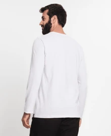 Camiseta Manga Longa Masculina Gola Redonda Kohmar Branco - Branco - Visão 3