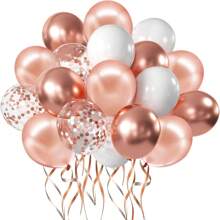 32Pcs Sweet 16 Birthday 13TH 10TH Birthday Decorations Including 16th Happy Birthday Cake Toppers, Birthday Queen Sash Sweet Rhinestone Tiara Crown Metallic Rose Gold White Confetti Latex Balloons