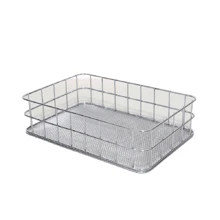 1 pieza Cesta de almacenamiento de metal estilo escandinavo, organizador de escritorio para maquillaje, joyería, artículos de papelería, bocadillos, color dorado, para volver al colegio