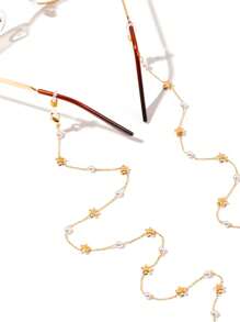 2pcs Fashionable Star & Faux Pearl Women Sunglasses Chain, Woman Metal Glasses Chain, Sunglass Holder,Eyeglasses Chain For Women,Can Be Used As Mask Hanging Rope - Gold - View 2