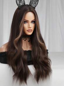 Pelucas onduladas del Body largo marrón degradé con parte media sintética para fiestas, Halloween y cosplay - Marrón - Ver 5