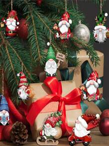 12 đồ trang trí cây thông Noel bằng gỗ cho chú lùn, búp bê ông già Noel và đồ trang trí bằng gỗ - Nhiều màu - Xem 2