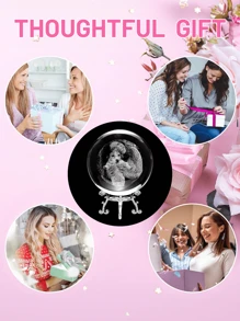 1 Custom Photo 3D Carved Crystal Ball With Silver Base, Valentine's Day Gift, Gift For Mother's Day, A Gift For A Child, Custom Gift For Dad, Dad, Mom, Girl, Wife, Husband, Birthday, Anniversary, Couple, Girlfriend Gift, Desk Decoration, Office Decoration - Transparent - View 7
