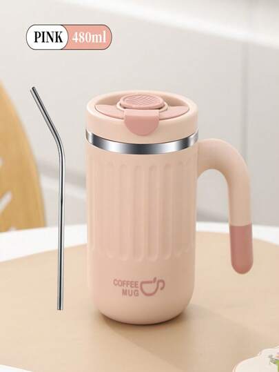 480ml Stainless Steel Mug, 304 Coffee Cup, Cute Drink Cup, High-Quality Office Cup, Vacuum Cup, Large Capacity Gift Cup Back To School