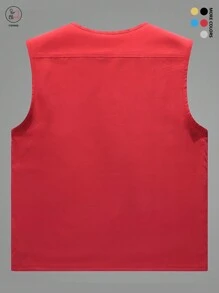 Chaleco de hombre informal con múltiples bolsillos para verano, 2024 novedad para actividades al aire libre, chaleco sin mangas con escote en V para fotografía, pesca y deportes