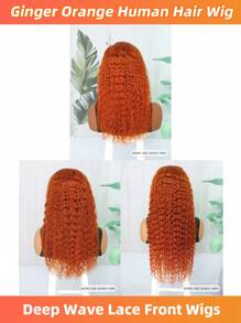Peruca de Cabelo Humano de 32 Polegadas Gengibre, Onda Profunda 13x4 Frente de Laço, Peruca Laranja Gengibre para Mulheres, Densidade de 180%, Peruca Frontal de Laço Transparente de Cabelo Humano Gengibre Cacheado Profundo, 14-32 polegadas, Pré-Desfiado com Cabelo de Bebê