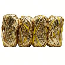 4 Pcs Imitation Leather Cloth Strip Yarn For Crocheting And Knitting - 14.1oz Total, Includes 100g/3.53oz, 33m/36yd Length, 2cm/0.78in Width, Suitable For Bags, Blankets, Cushions, And Carpets - Unique Metallic Colors, Polyester Fiber - Multicolor - View 14
