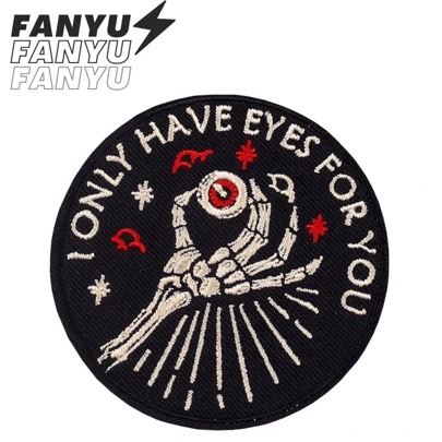 I Only Have Eyes For You Skeleton Hippie Punk Rock Cartoon Outdoor Cycling Adventure Sticker Sewn Patch Personalized DIY Clothing Accessories Embroidery Sewing Iron-On Patch Apparel Decoration Sticker Badge Brooch Shoes Bags Decor Summer, School