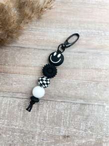 1pc Cute Daisy Plaid Beaded Keychain, Backpack Hanging Accessory, Key Anti-Loss Chain Wristlet, Gift For Friends Car Accessories Bag Charm School Goth Y2k Bag Lanyards With Id Holder Car Accessories Bag Charms - Multicolor - View 9