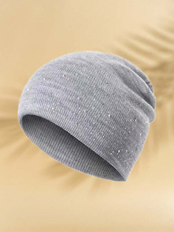 قبعة صغيرة مزينة من الجهتين بالراين ستون بتصميم بسيط وأنيق، لامع للنساء في فصلي الخريف والشتاء بمناسبة عيد قطعة واحدة