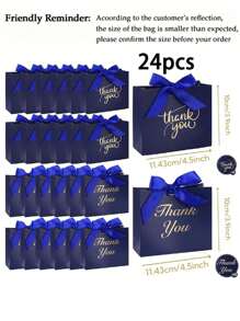 12 piezas/24 piezas Bolsas de regalo pequeñas de 4.5"X1.8"X3.9" para agradecer, mini bolsas de dulces con lazos, perfectas para fiestas, cumpleaños, favores de boda y despedida de soltera, regalos para invitados de boda, cajas de regalo, decoración para recepción de bodas, regreso a la escuela, Día de San Valentín