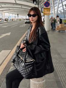 Bolso de viaje de rombos, de gran capacidad, nuevo bolso de hombro, equipaje de embarque, bolso grande, bolso de mano ligero para viajes cortos, bolso deportivo elegante y fresco con estética premium, bolso versátil para el uso en las cuatro estaciones