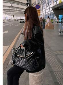 Bolso de viaje de rombos, de gran capacidad, nuevo bolso de hombro, equipaje de embarque, bolso grande, bolso de mano ligero para viajes cortos, bolso deportivo elegante y fresco con estética premium, bolso versátil para el uso en las cuatro estaciones