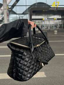 Bolso de viaje de rombos, de gran capacidad, nuevo bolso de hombro, equipaje de embarque, bolso grande, bolso de mano ligero para viajes cortos, bolso deportivo elegante y fresco con estética premium, bolso versátil para el uso en las cuatro estaciones