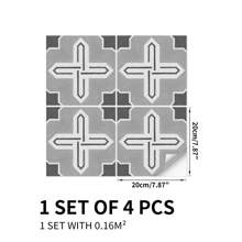 4pcs/Pack Self-Adhesive Thickened Matte PVC Wall & Floor Tiles, Suitable For Peel And Stick, Waterproof, Scratch-Resistant, Oil-Resistant, No Cutting Needed, Applicable For Bathroom, Bedroom, Kitchen And Living Room Decoration, Two Size Options: 20*20cm/30*30cm - Multicolor - View 16