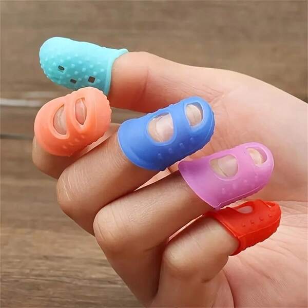 5/13 pièces Ensemble de protecteurs de doigts en silicone, protège-doigts respirants pour l'artisanat DIY et les accessoires de couture