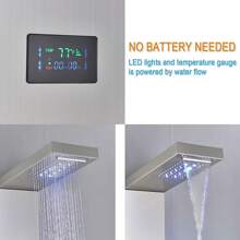 5-Functions Faucet Shower Panel Tower System Stainless Steel With LED Rainfall Waterfall Shower Head - Brushed Nickel - View 6