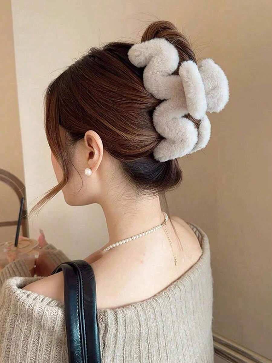 Women's Autumn Winter New Plush Extra Large Hair Clips. Fashionable Popular Extra Large Hair Claw. Bun Clips. Party Daily Versatile Hair Accessories Hair Clips Fall Claw Clip For Vacation Outfits Woman