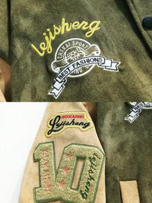 情侣休闲男士长袖飞行员夹克，春秋季 - 軍綠色 - 查看 5