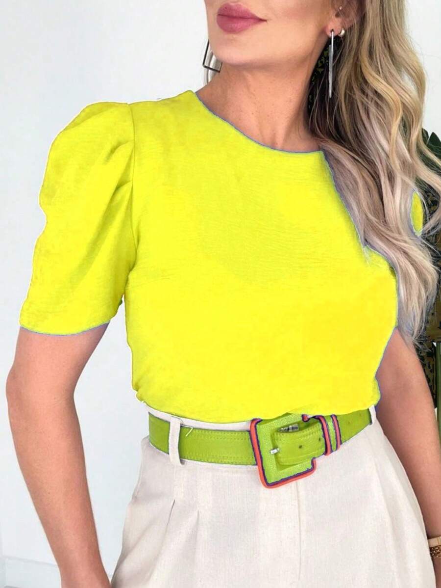 WOMEN'S BLOUSE SHORT SLEEVE PRINCESS PUFANTE DUNA - Amarillo - Ver 1