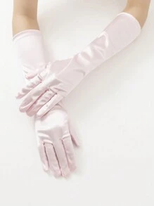 1 para jednolitych kolorowych minimalistycznych rękawiczek imprezowych o długości do łokcia