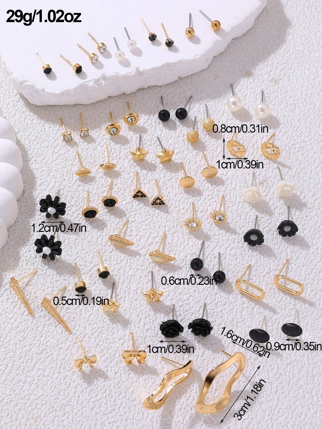 30 قطعة/مجموعة أقراط إبزيم بسيطة بتصميم الزهور وال...