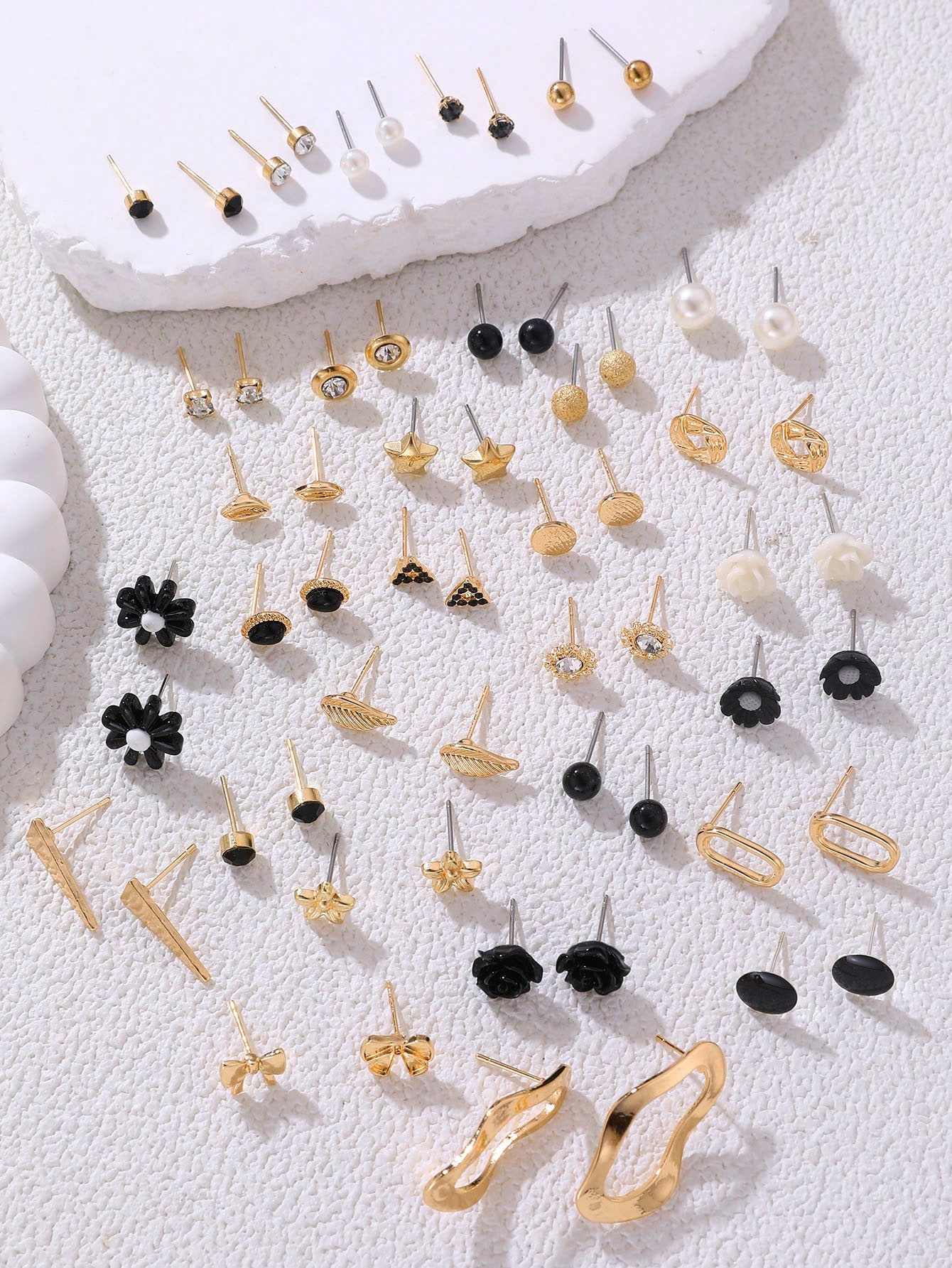 30 قطعة/مجموعة أقراط إبزيم بسيطة بتصميم الزهور وال...