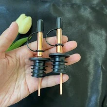 2pcs Automatic Flip Cap Oil Bottle Pourer, Gold Coated Gravity Controlled Spout For Kitchen, Party And Events - For Olive Oil, Vinegar Dispensing