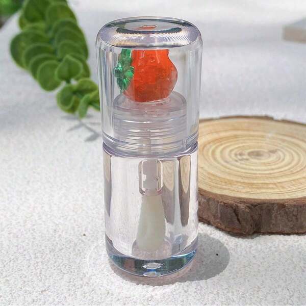 1/2 pièces Tube de brillant à lèvres de 4 ml, bouteille en plastique vide, contenant cosmétique avec couvercle de fruit mignon, rechargeable, emballage portable pour gloss à lèvres