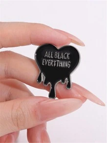 1 Stück Cartoon Schwarz Legierung Magie Buchstaben Herz geformte Anstecknadel für Kleidung, Taschen, Clubs, Valentinstag, Geschenke für sie Valentinstag, Mutter, Muttertag, Geschenk