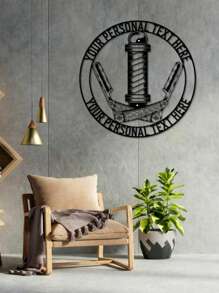 115/5000 A Custom Wrought Iron Barber Pole Shop Metal Logo Gift. Custom Hairdresser's Name Monogram For Gift, Store Opening, Birthday, Anniversary, Retirement, Housewarming, Or Mother's Day, Father's Day Personalized Vintage Hairdresser Chair Metal Logo. Design Your Personalized Barbershop Tool Metal Logo Today And Add A Unique Name, Text Or Date. Valentine's Day, Valentine's Day Decor Gifts Graduation Home Decor Back To School Room Decor School Supplies - Black - View 7