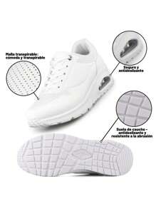 Weide Zapatillas de Tenis para Mujer con Plantilla de Espuma y Plantilla Elástica - Comodidad y Amortiguación - Blanco - Ver 5