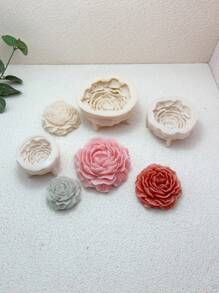 1pc Peony Handmade Soap, Aromatherapy Candle, Epoxy Resin Silicone Mold For DIY - Grey - View 1